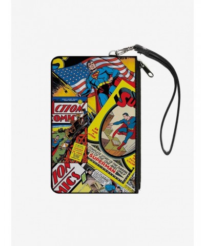DC Comics Classic Action Comics And Superman Comic Book Covers Stacked Wallet Canvas Zip Clutch $6.05 Clutches